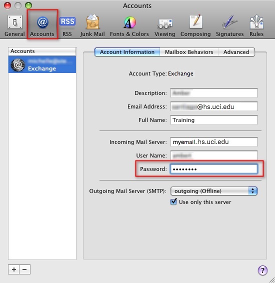 change password for email mac
